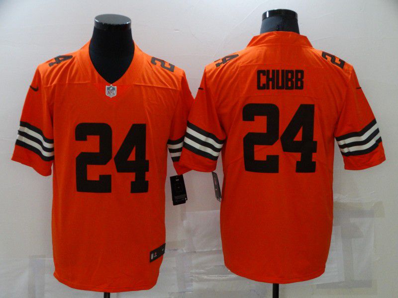 Men Cleveland Browns #24 Chubb Orange Nike Vapor Untouchable Limited 2021 NFL Jersey->cleveland browns->NFL Jersey